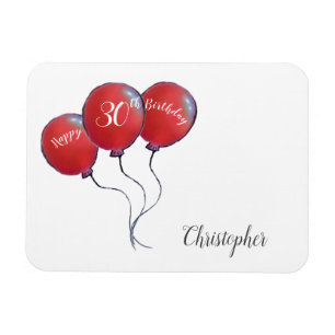 Magnet Flexible Don de ballon rouge à 30 ans