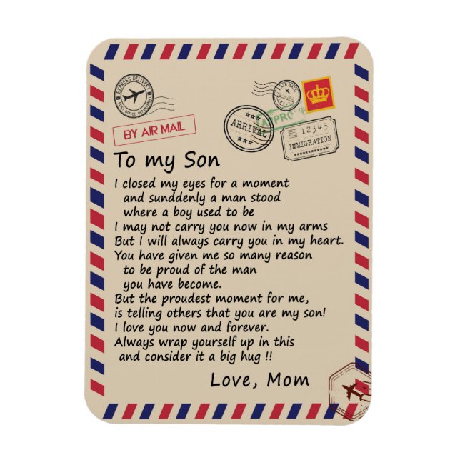 Magnet Flexible Don Son| Lettre À Mon Fils Amour De Maman (Vertical)