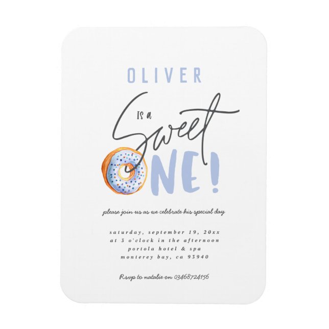 Magnet Flexible Donut sucré une invitation de 1er anniversaire (Vertical)