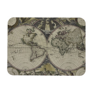 Magnet Flexible Double carte   1672 du monde d'hémisphère