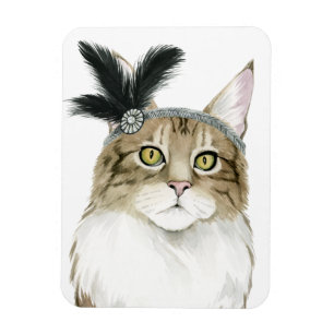 Magnet Flexible Downton Cat   Orné De Plumes