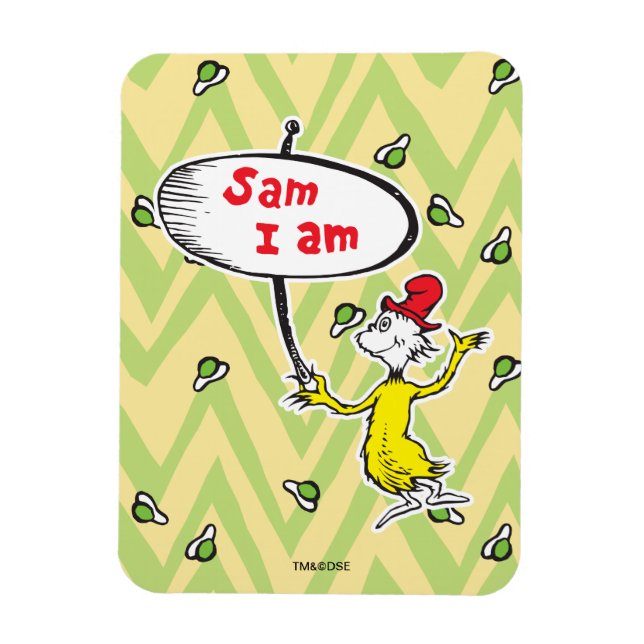 Magnet Flexible Dr. Seuss | Sam-I-Am tenant une pancarte (Vertical)