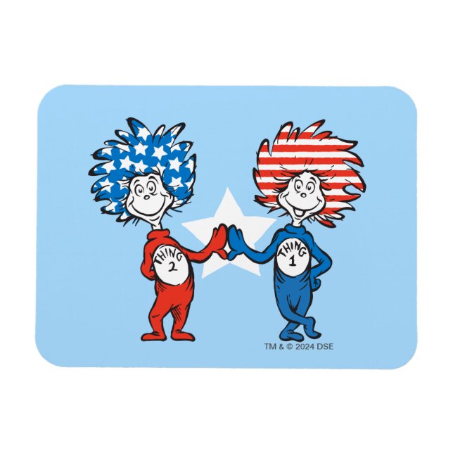 Magnet Flexible Dr Seuss | Une chose Deux graphiques patriotiques (Horizontal)
