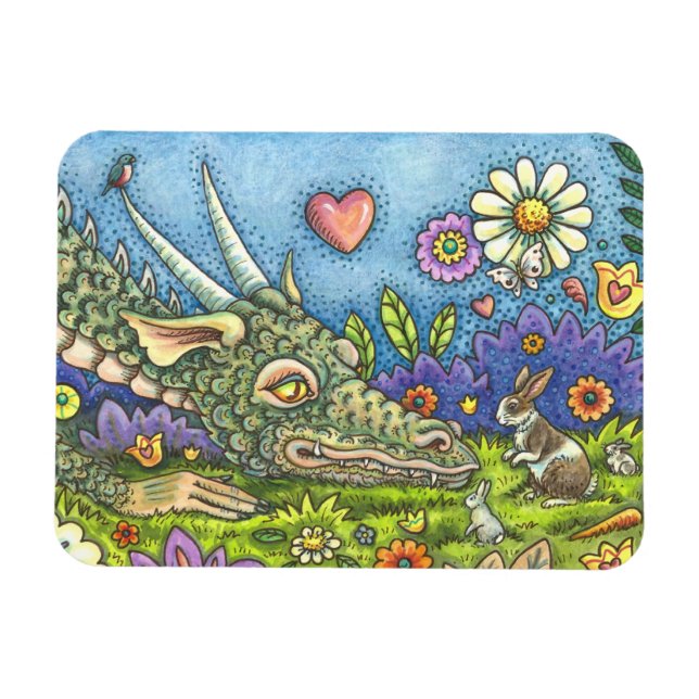Magnet Flexible DRAGON DE PÂQUES CONVIVIAL SUR BUNNY TRAIL Imagina (Horizontal)