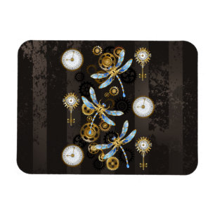 Magnet Flexible Dragonflies de Steampunk sur arrière - plan rayé b
