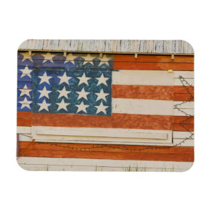 Magnet Flexible Drapeau américain peint sur un stand de feux d'art