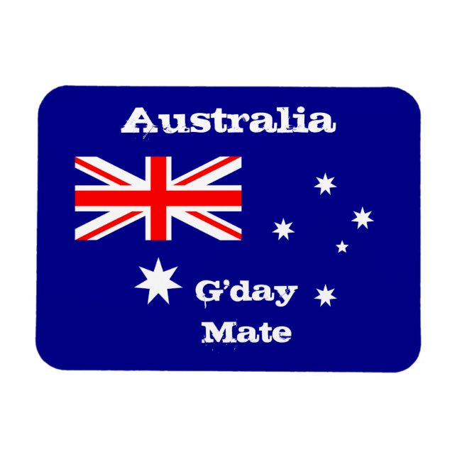 Magnet Flexible Drapeau australien & G'day Mate, vacances /sports  (Horizontal)