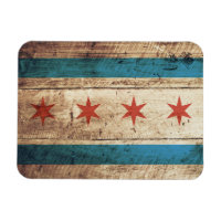 Drapeau de Chicago sur le vieux grain de bois