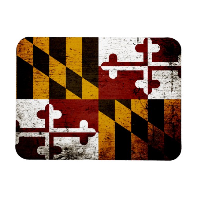 Magnet Flexible Drapeau de l'État du Maryland de Grunge Noir (Horizontal)