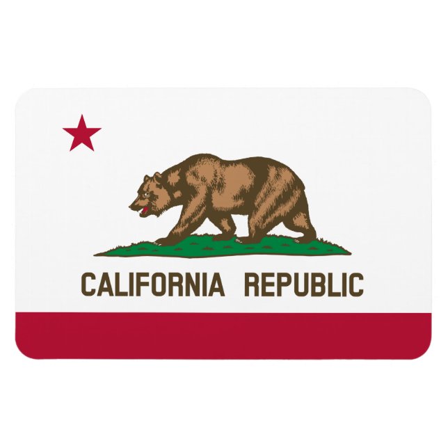 Magnet Flexible Drapeau de l'ours de Californie : État de Cali Gol (Horizontal)