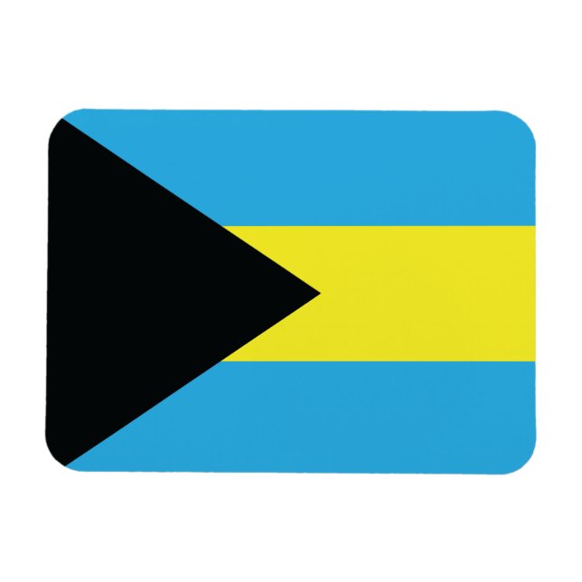 Magnet Flexible Drapeau des Bahamas en noir, or et Aquamarine (Horizontal)