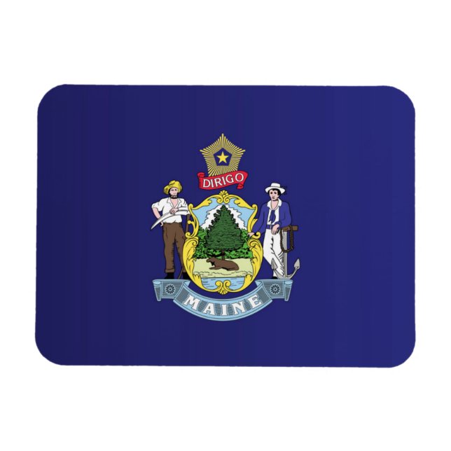 Magnet Flexible Drapeau d'État du Maine, États-Unis (Horizontal)