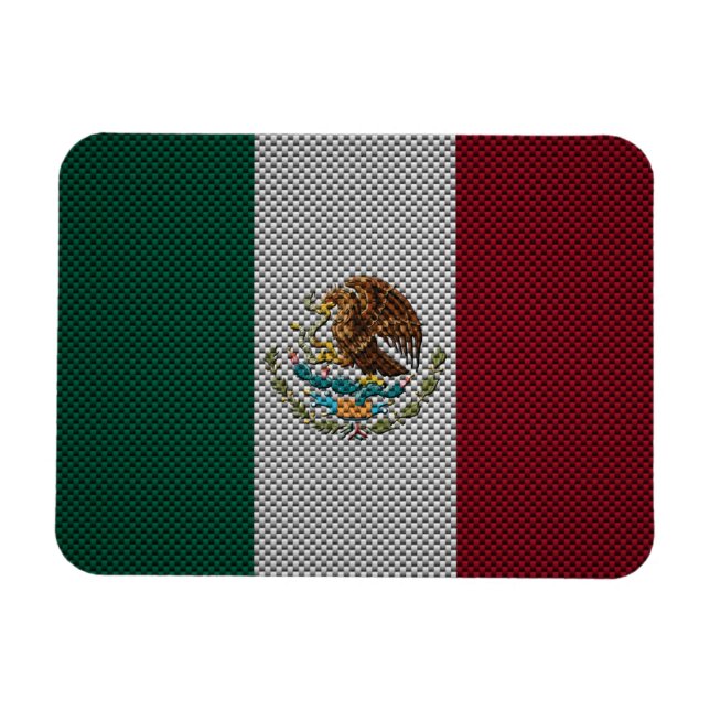 Magnet Flexible Drapeau du Mexique avec effet carbone (Horizontal)