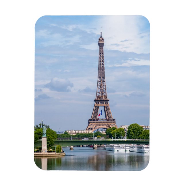 Magnet Flexible Drapeau français agitant au milieu de la Tour Eiff (Vertical)