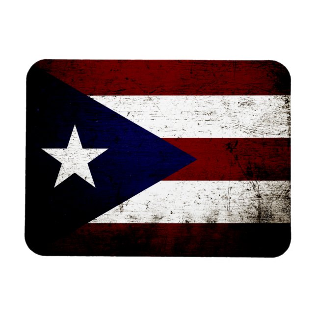 Magnet Flexible Drapeau Porto Rico Black Grunge (Horizontal)