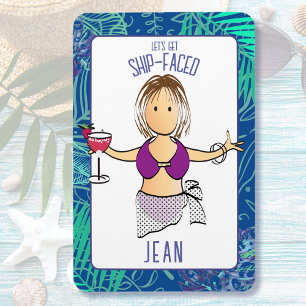 Magnet Flexible Drôle Cartoon Femme Tropical Beach Croise Porte