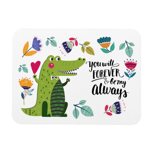 Magnet Flexible Drôle crocodile Saint Valentin cadeau (Horizontal)