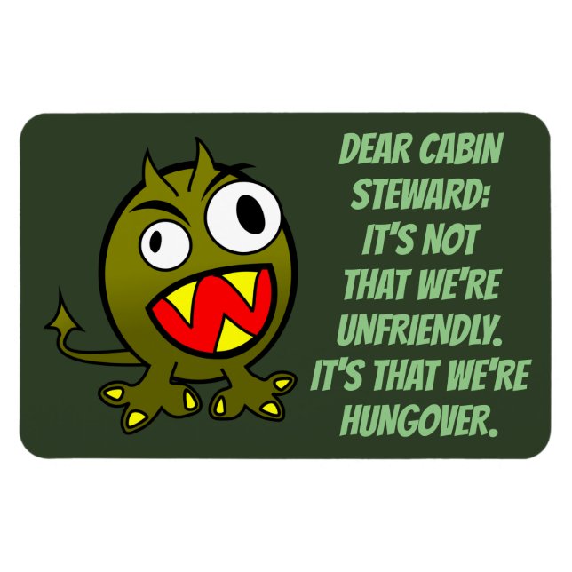 Magnet Flexible Drôle Croisière Cabine Porte Hungover (Horizontal)