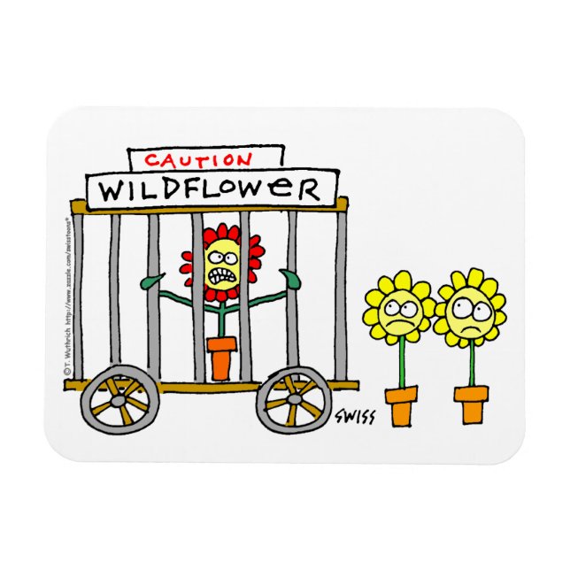 Magnet Flexible Drôle Fleur sauvage Cartoon fou Fleur sauvage (Horizontal)