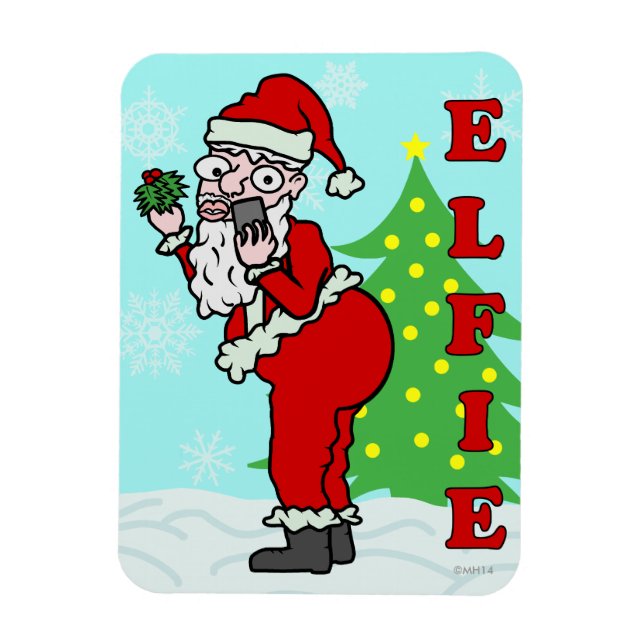 Magnet Flexible Drôle Noël Père Noël Elfie (Vertical)