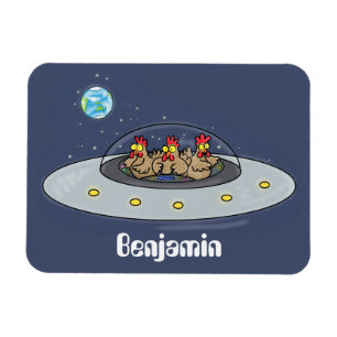 Magnet Flexible Drôle poule dans l'espace dessin animé