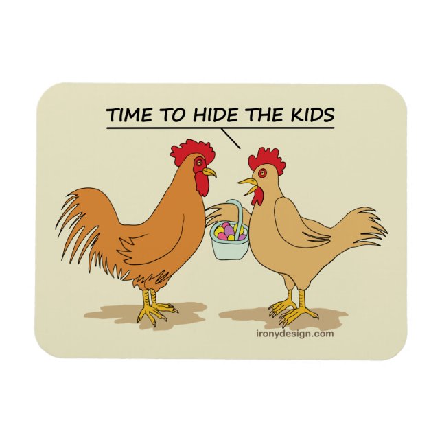 Magnet Flexible Drôle Poulet de Pâques - Carton de chasse aux oeuf (Horizontal)