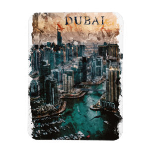 Magnet Flexible Dubaï Aquarelle Skyline