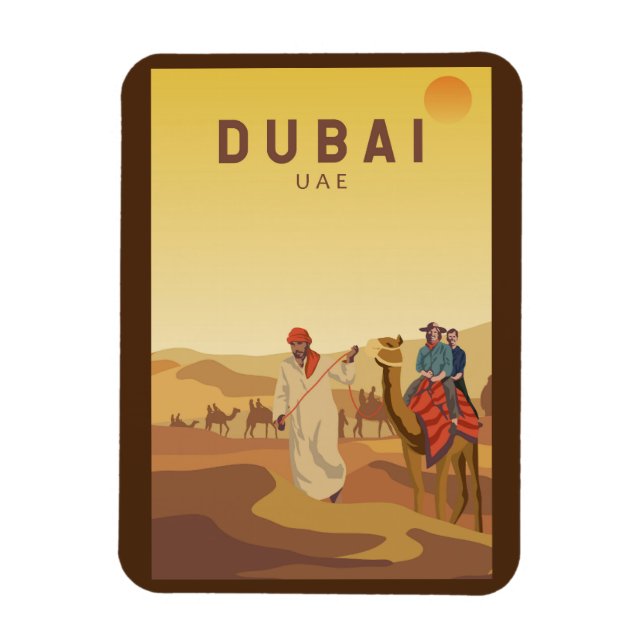 Magnet Flexible Dubai Émirats Arabes Unis Désert Safari Retro (Vertical)