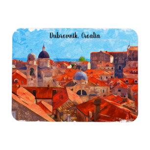 Magnet Flexible Dubrovnik Croatie Aquarelle Peinture Voyage