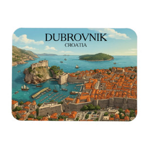 Magnet Flexible Dubrovnik rétro Croatie Panorama de la côte adriat