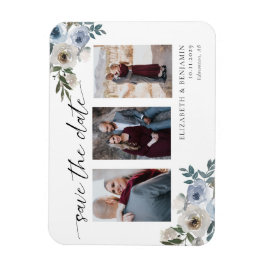 Magnet Flexible Dusty Blue Photo Wedding Enregistrer la date Elega