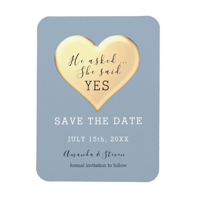 Magnet Flexible Dusty Blue Wedding Enregistrer La Date Invitation (Vertical)