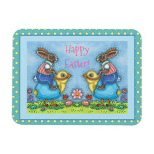 MAGNET FLEXIBLE EASTER BUNNY ÉQUITATION CUTE POULET EN OEUF BLEU, 