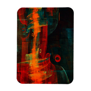Magnet Flexible Eau Orange Rouge Bleu moderne Art Abstrait Motif