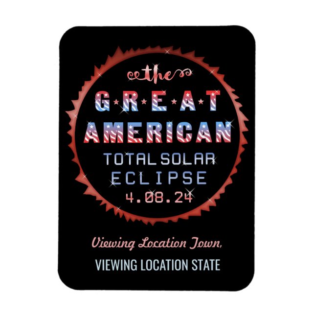 Magnet Flexible Éclipse solaire totale des États-Unis 8 avril 2024 (Vertical)