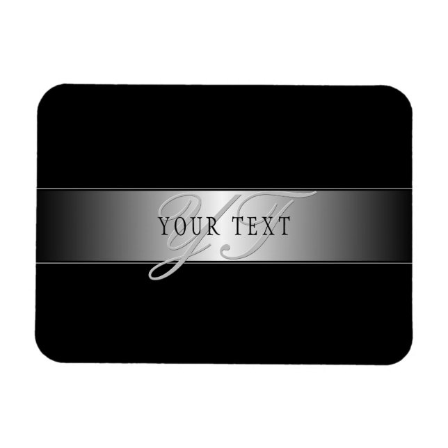 Magnet Flexible Écriture élégante de monogramme modifiable | Noir (Horizontal)