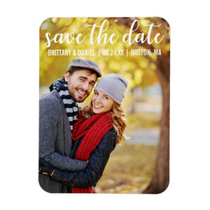 Magnet Flexible Écriture Moderne   Photo de Couple Save The Date