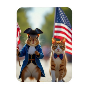 Magnet Flexible Écureuil patriotique et chat