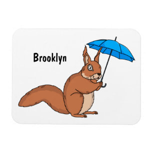 Magnet Flexible Écureuil rouge mignon avec dessin animé parapluie