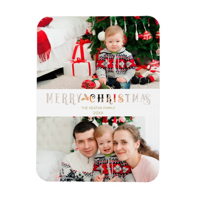 Magnet Flexible Effet papier coupé Noël Photo personnalisée Scrip (Vertical)