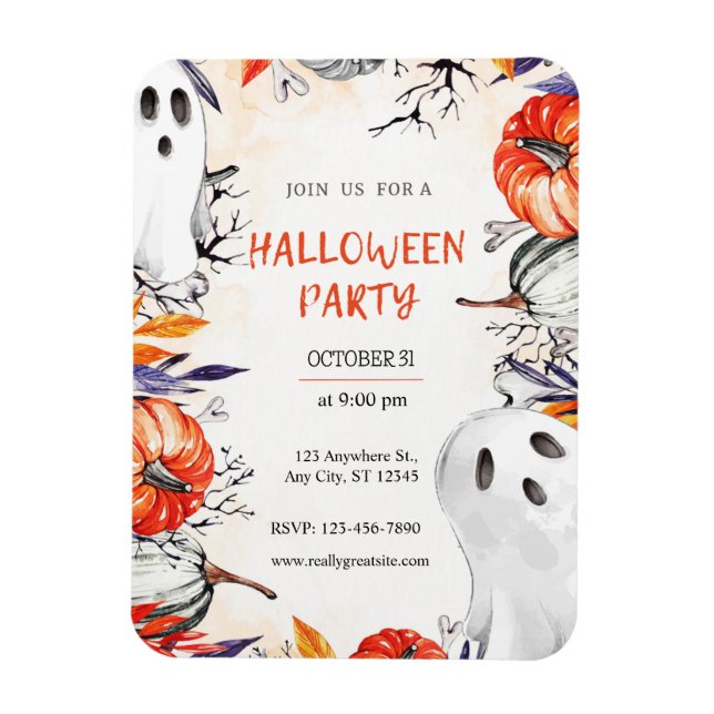 Magnet Flexible Éffrayant Halloween Party Invitation Citrouille fa (Vertical)