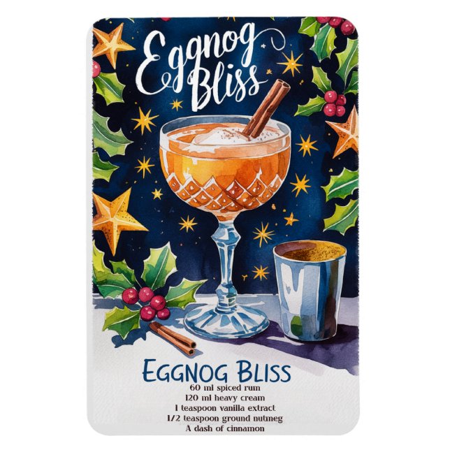 Magnet Flexible Eggnog Bliss Holiday Cocktail Recette (Vertical)