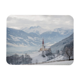 Magnet Flexible Église à Zillertal en hiver aimant rectangulaire