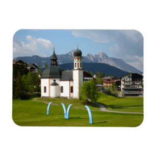 Magnet Flexible Église dans Seefeld, aimant rectangulaire de