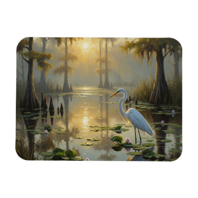 Magnet Flexible Egrets in Everglades National Park Morning (Horizontal)
