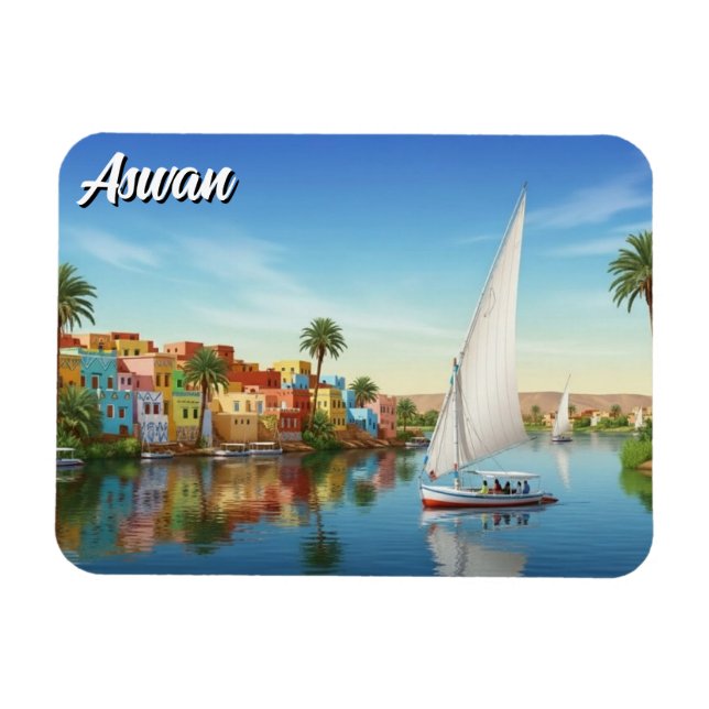 Magnet Flexible Egypt Aswan Nubian Village Travel (Horizontal)