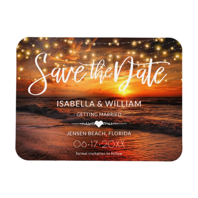 Magnet Flexible Elegant Beach Summer Wedding Save the Date (Horizontal)