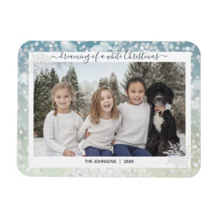 Magnet Flexible Élégant blanc Noël Flocon de neige Crystal Boke
