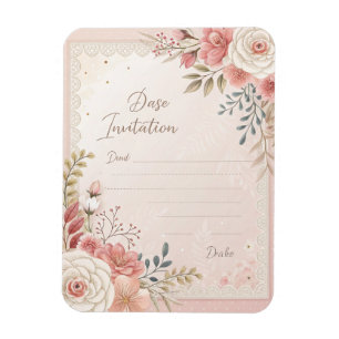 Magnet Flexible Elégant Blush Floral Lace Templ Faire-part de mari