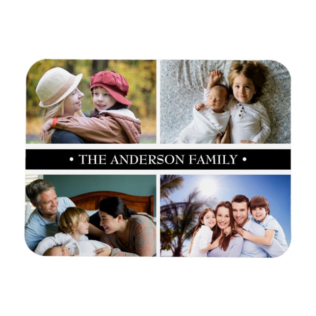 Magnet Flexible Elégant Collage de 4 Photo Bande noire (Horizontal)